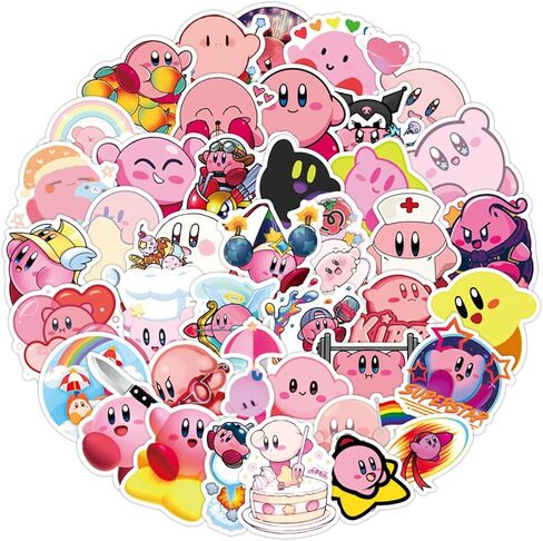 Asverbet 50PCS حزمة ملصقات Kirby، ملصقات الألعاب الكرتون لطيف لزجاجات المياه الكمبيوتر المحمول سجل القصاصات الأمتعة للماء الفينيل الشارات ملصقات Kirby Merch للأطفال المراهقين البالغين in Kuwait