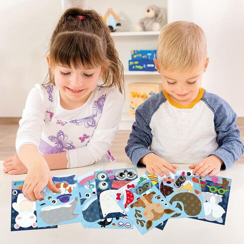 HubirdSall 45Pcs Cats Make-a-Face Stickers Make You Own Cats Holographic Stickers Games School Activity Reward for Kids Teacher Art Craft Birthday Gift Party Favors Room Decor Sticker for Children in Kuwait