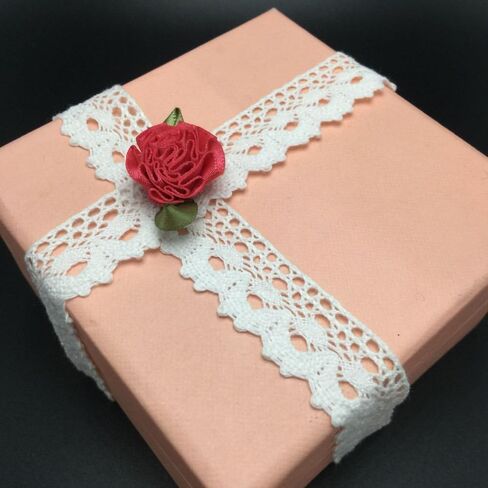 ELLAMAMA القطن الدانتيل تقليم DIY الحرف اليدوية رقيقة الشريط الإسكلوب حافة 3/4 بوصة عرض 10 ياردة ل شريط التفاف الهدايا، أبيض داكن in Kuwait