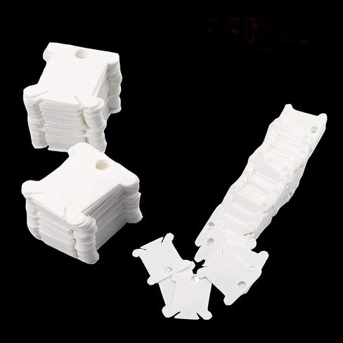 glacely 150 Pieces White Plastic Floss Bobbins – Embroidery Thread Cards Cross Stitch Bobbin – Floss Winder in Kuwait