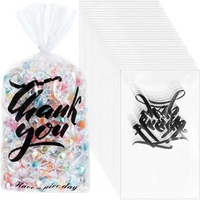 Noveread 150 Pcs 8 x 11 Inch Bottom Gusset Bags Thank You Cellophane Treat Goodie Bags Plastic Treat Bags Clear Flat Party Favor Bags for Return Gift Toy Mugs Dessert Cookie Candy Wrapping in Kuwait