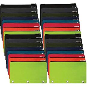 Pencil Pouch for 3 Ring Binder Bulk Pencil Bags with Zipper, Large Binder Pencil Pouch Bundle for School, Offices, Budgeting (96 Pencil Cases in 8 Colors)