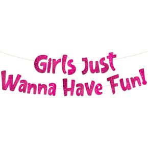 Girls Just Wanna Have Fun Neon Gold Glitter Banner – Bachelorette Party – Girls Birthday – Slumber Party – Pajama Party – Girls Night Out Decorations, Supplies, Favors and Gifts in Kuwait