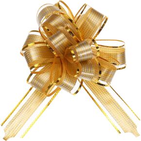 uxcell 20pcs 6 Inch Large Pull Bow Gift Wrapping Bows Ribbon Organza Black for Wedding Baskets Presents Christmas Party