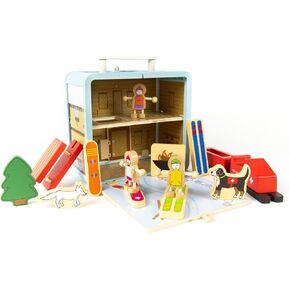 مجموعة اللعب جاك رابيت كرييشنز (شاليه للتزلج) مجموعة مكونة من 16 قطعة - ألعاب لعب محمولة - تتضمن نزل التزلج والمتزلجين وألواح التزلج على الجليد ودوريات التزلج والحيوانات - مصنوعة من الخيزران الصديق للبيئة - للأعمار من 3 سنوات فما فوق in Kuwait