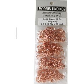 Copper Round Open Jump Ring 18 Ga Wire Assorted Sizes / Saw Cut Made In USA (O/D 7-8-9-10 MM 50 Each Size)
