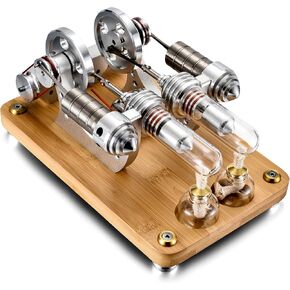 Sunnytech Hot Air Stirling Engine (2-Cylinder) Colourful LED Flywheels Education Toy Electricity Power Generator M14-22-D