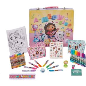 Innovative Designs DreamWorks Gabby’s Dollhouse Deluxe Activity Set with Carrying Tin, Coloring Sheets, Tattoos, Stickers, & Art Supplies