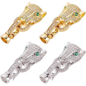 CHGCRAFT 8Pcs Fold Over Clasps Long-Lasting Plated Brass Micro Pave Cubic Zirconia Twister Clasps Interchangeable Bail Clasps for Jewelry Making