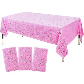 HHLCWA 3 عبوات من مفارش المائدة لحفلات راعية البقر الغربية باللون الوردي، غطاء طاولة على شكل حصان وردي اللون من قماش باندانا لمستلزمات تزيين الحفلات بطابع راعية البقر الغربية، 86.6 × 51.2 بوصة in Kuwait