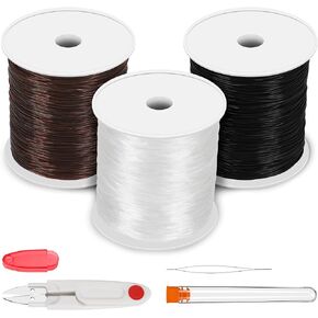 SANNIX 3 Rolls 0.8mm Stretchy String for Bracelets, Elastic String Cord Rope for Jewelry Making Bracelet Necklace Beading 300m Crystal Stretch Bracelet String Bead Cord, 3 Colors