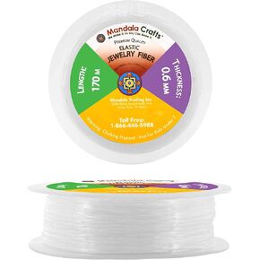 Mandala Crafts 0.6mm 557 FT Stretch Jewelry Fiber Elastic String for Jewelry Making, Stretchy String for Bracelets, Elastic Cord Bead String Elastic Bracelet String for Bracelet Making Beading