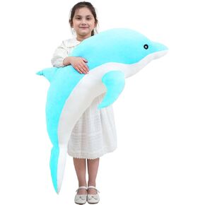 Kekeso Dolphin Stuffed Animals Plush Toy, Giant Dolphin Plush Pillow Soft Whale Hugging Pillow Whale Sleeping Pillow for Children Girls (Blue, 39.37inch)