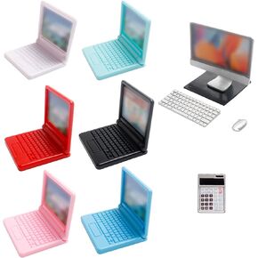 8 Pcs 1:12 Scale Miniature House Decoration Accessories Set, Miniature Desktop Computer Laptop Calculator Mini Laptop Computer Mini Stuff Tiny Things in Saudi Arabia