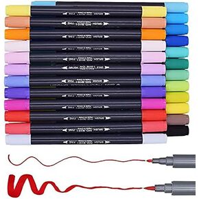 SAYEEC 12 Colors Dual Tips Markers Brush Pens Brush Tip & Fine Liner Point Twin Art Sketching Water Based Markers Calligraphy for Adult Kids Coloring Drawing Painting Underlining