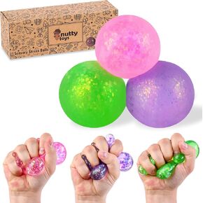 Nutty Toys Sensory Stress Balls for Kids & Adults - 3 Large Squishy Sugar Dough Fidgets, Top Teen Boy Girl Christmas Stocking Stuffers Gifts Idea 2023 in Kuwait