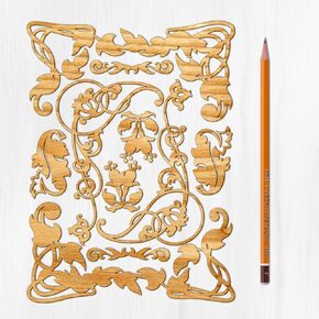 Ajoure Fine Lasercut Embelishments # Art Deco Leaves Flowers Corners Border Vintage Veneer Wooden Chipboard Plywood Silhouette for Craft