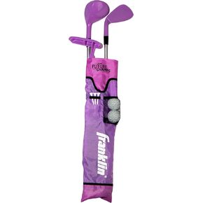 Franklin Sports Golf Set - Youth Adjustable Plastic Golf Club Set - Kids Golf Set with Bag & Balls - Adjustable Length Clubs For Toddlers - Pink