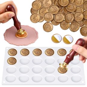 Adhesive Wax Seal Mat 2 Pack Silicone Mat Pad for Wax Seal Stamp 24 Cavity Wax Seal Kit with 100 Pcs Removable Sticky Point Dots Craft Waxing for DIY Craft, Gift Package, Envelop Letter Sealing in Kuwait