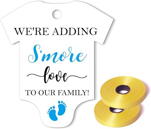 نحن نضيف S'More الحب إلى علاماتنا العائلية، طفل رضيع نيسيي دش العلامات، Smore Love Tags لحفل استقبال المولود، بطاقات هدايا حفل استقبال المولود، حزمة من 50 قطعة in Kuwait