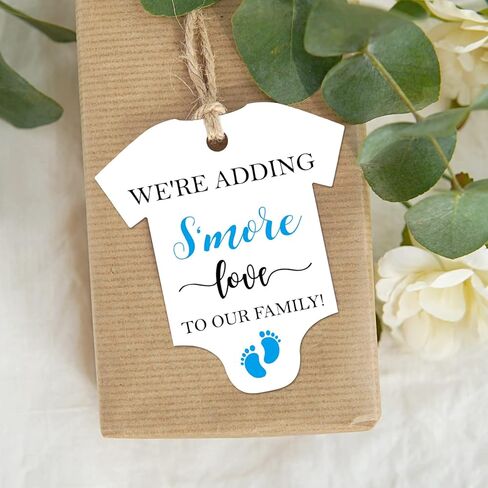 نحن نضيف S'More الحب إلى علاماتنا العائلية، طفل رضيع نيسيي دش العلامات، Smore Love Tags لحفل استقبال المولود، بطاقات هدايا حفل استقبال المولود، حزمة من 50 قطعة in Kuwait