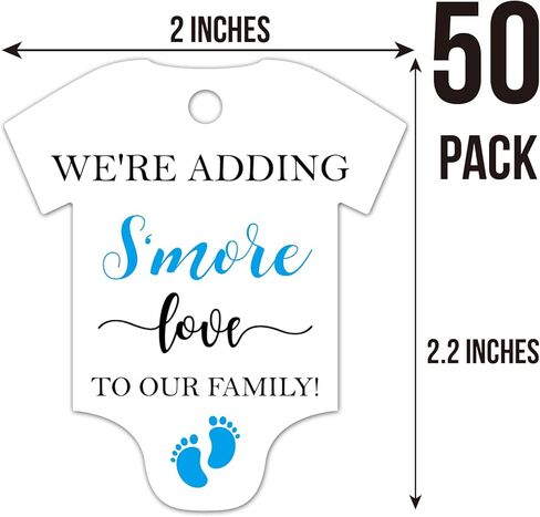 نحن نضيف S'More الحب إلى علاماتنا العائلية، طفل رضيع نيسيي دش العلامات، Smore Love Tags لحفل استقبال المولود، بطاقات هدايا حفل استقبال المولود، حزمة من 50 قطعة in Kuwait