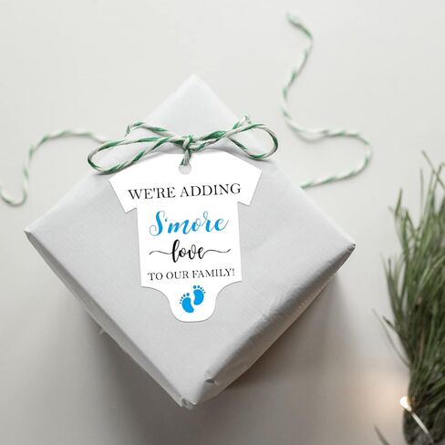 نحن نضيف S'More الحب إلى علاماتنا العائلية، طفل رضيع نيسيي دش العلامات، Smore Love Tags لحفل استقبال المولود، بطاقات هدايا حفل استقبال المولود، حزمة من 50 قطعة in Kuwait