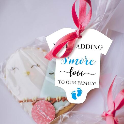 نحن نضيف S'More الحب إلى علاماتنا العائلية، طفل رضيع نيسيي دش العلامات، Smore Love Tags لحفل استقبال المولود، بطاقات هدايا حفل استقبال المولود، حزمة من 50 قطعة in Kuwait