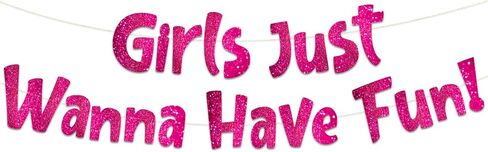 Girls Just Wanna Have Fun Neon Gold Glitter Banner – Bachelorette Party – Girls Birthday – Slumber Party – Pajama Party – Girls Night Out Decorations, Supplies, Favors and Gifts in Kuwait