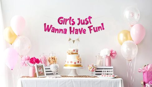 Girls Just Wanna Have Fun Neon Gold Glitter Banner – Bachelorette Party – Girls Birthday – Slumber Party – Pajama Party – Girls Night Out Decorations, Supplies, Favors and Gifts in Kuwait