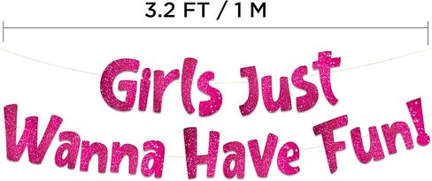 Girls Just Wanna Have Fun Neon Gold Glitter Banner – Bachelorette Party – Girls Birthday – Slumber Party – Pajama Party – Girls Night Out Decorations, Supplies, Favors and Gifts in Kuwait