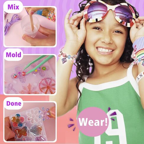 Ingooood Resin Casting Shaker Molds Set,Make Your Own Rings,Keychains,Badges, Pendants Earring,Jewelry Casting Molds Fun Weekend or Sleepover Activity,Great Bead Kit for Kids and Beginners in Kuwait