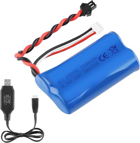 7.4V 1500mAh Li-ion Battery 15C SM Plug Rechargeable Battery with USB Charger for RC Car Boat Spare Parts Accessories in Kuwait