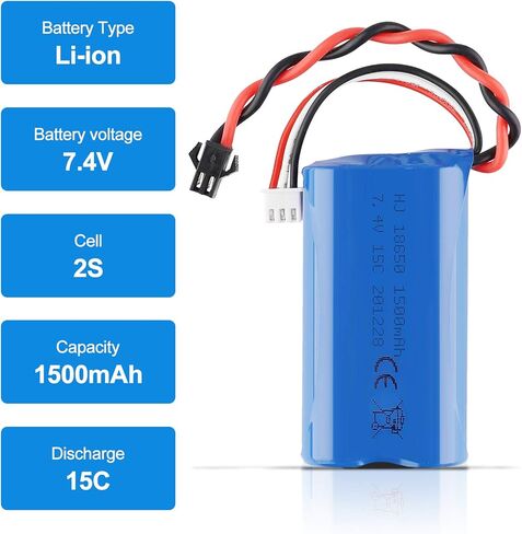 7.4V 1500mAh Li-ion Battery 15C SM Plug Rechargeable Battery with USB Charger for RC Car Boat Spare Parts Accessories in Kuwait
