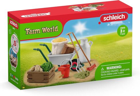Schleich Farm World Stable Care Accessory Set for Horse and Farm Animal Figurines - 11pc Educational Farm Playset with Wheelbarrow, Pitchfork, and More, Toy for Boys and Girls, Gift for Kids Ages 3+ in Saudi Arabia