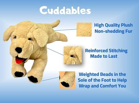 Cuddables كبير بوزن 3.5 رطل للكلب الذهبي المحشو مع أو بدون الخزامى المهدئ - وسادة رمي الحيوانات الفخمة الموزونة - هدية رائعة للبالغين والأطفال على حد سواء in Saudi Arabia