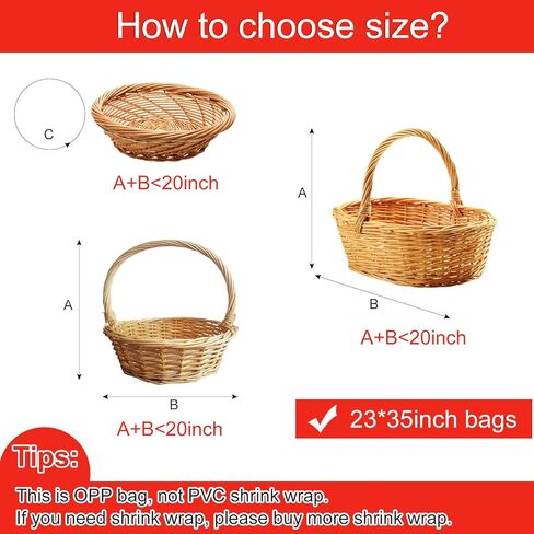 MIAHART Valentine Large Basket Bags with Bows Ribbon 23 x 35 Inches Cellophane Bags Heart Printed Cellophane Wrap for Baskets, Weddings, Bridal or Baby Showers in Kuwait