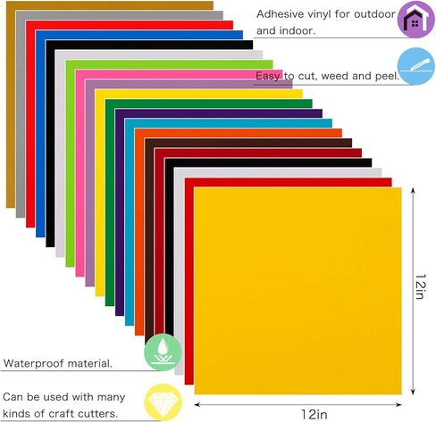 اس جي اتش يو او 75 ورقة فينيل دائمة لكريكوت 12 انش × 12 انش، اوراق فينيل لاصقة لماكينات القطع وماكينات القطع وملصقات السيارة in Kuwait