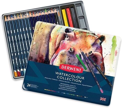 Derwent Colored Pencils, Watercolor, Water Color Pencils, Drawing, Art, Metal Tin, 12 Count (0700303) in Saudi Arabia