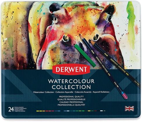 Derwent Colored Pencils, Watercolor, Water Color Pencils, Drawing, Art, Metal Tin, 12 Count (0700303) in Saudi Arabia