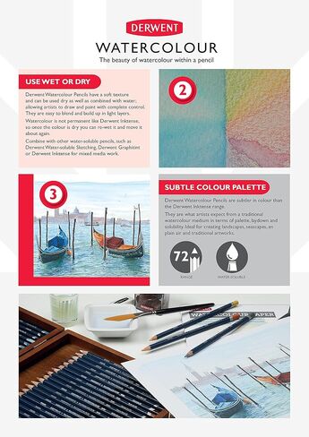 Derwent Colored Pencils, Watercolor, Water Color Pencils, Drawing, Art, Metal Tin, 12 Count (0700303) in Saudi Arabia