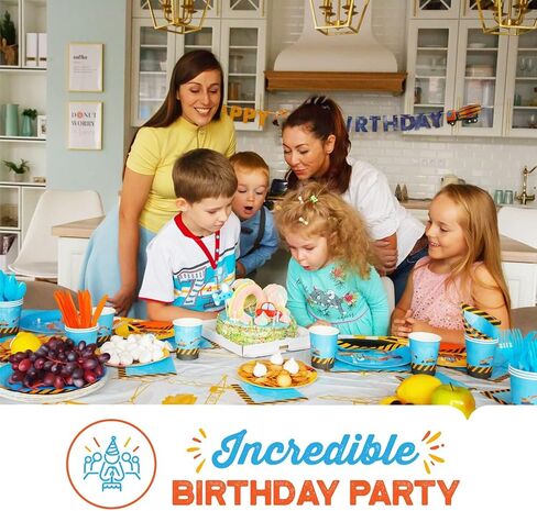 مجموعة لوازم حفلات أعياد الميلاد | ديكورات النقل للرضع والأطفال الصغار والشاحنات والسيارات والجرار - أكواب وألواح ولافتات ومناديل مفرش المائدة - ديكورات للأولاد والبنات - تكفي 25 شخصًا in Kuwait