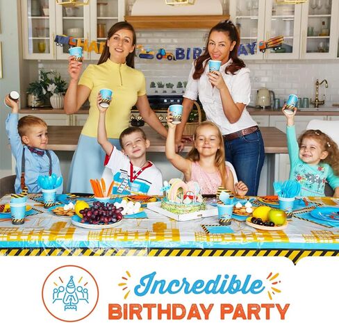 مجموعة لوازم حفلات أعياد الميلاد | ديكورات النقل للرضع والأطفال الصغار والشاحنات والسيارات والجرار - أكواب وألواح ولافتات ومناديل مفرش المائدة - ديكورات للأولاد والبنات - تكفي 25 شخصًا in Kuwait