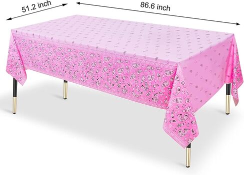 HHLCWA 3 عبوات من مفارش المائدة لحفلات راعية البقر الغربية باللون الوردي، غطاء طاولة على شكل حصان وردي اللون من قماش باندانا لمستلزمات تزيين الحفلات بطابع راعية البقر الغربية، 86.6 × 51.2 بوصة in Kuwait