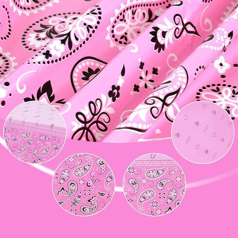 HHLCWA 3 عبوات من مفارش المائدة لحفلات راعية البقر الغربية باللون الوردي، غطاء طاولة على شكل حصان وردي اللون من قماش باندانا لمستلزمات تزيين الحفلات بطابع راعية البقر الغربية، 86.6 × 51.2 بوصة in Kuwait