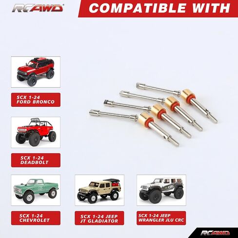 RCAWD الجبهة CVD Driveshaft المحور 6mm توسيع 40Cr-Mo الصلب لمحور SCX24 Wrangler Bronco Gladiator C10 Deadbolt ترقيات، الجبهة الخلفية CVD Driveshaft المحور لمحوري AX24 XC-1 4WS ترقية أجزاء in Saudi Arabia