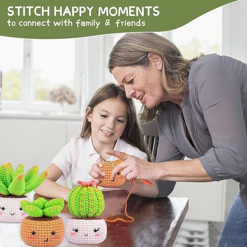 TMYIOYC Crochet Kit for Beginners, All in One Crochet Knitting Kit, Crochet Starter Kit for Adult Kids with Step-by-Step Video Tutorials, 4 Pack Plants DIY Yarn Kit in Kuwait