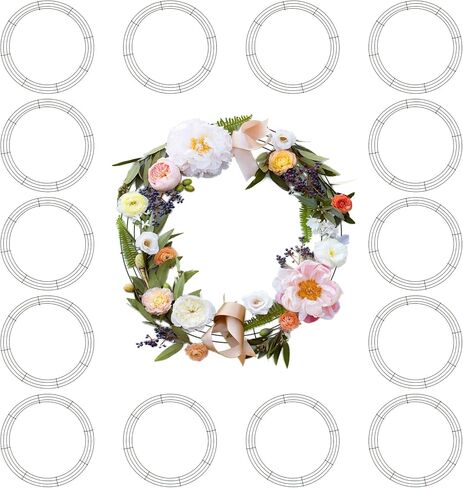 Pack of 15 Metal Wire Wreath Frames (16 Inch) Round Wire Wreath Rings, Christmas Floral Wreath Frame Bulk for Making DIY New Year Festival Decoration Rings, Dark Green in Kuwait