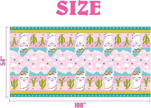 WERNNSAI Llama Table Cover - 108'' x 54'' Party Disposable Plastic Tablecloth Alpaca Lama Party Supplies for Kids Girls Pink Birthday Party Decorations in Saudi Arabia