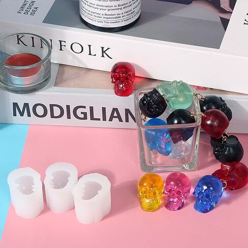 3 Pack Silicone Skull Molds Small Skull Resin molds Silicone Skeleton Skull Decor Epoxy Resin Mold Silicone molds for Resin Candle Decoration, Cake Decoration, Bracelet, Cake, Halloween in Kuwait